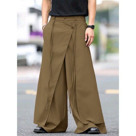 Men's Asymmetric Layered Wide Leg Trousers
