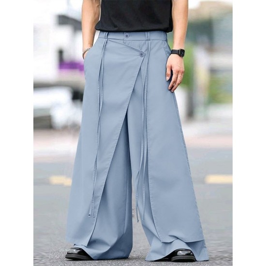 Men's Asymmetric Layered Wide Leg Trousers