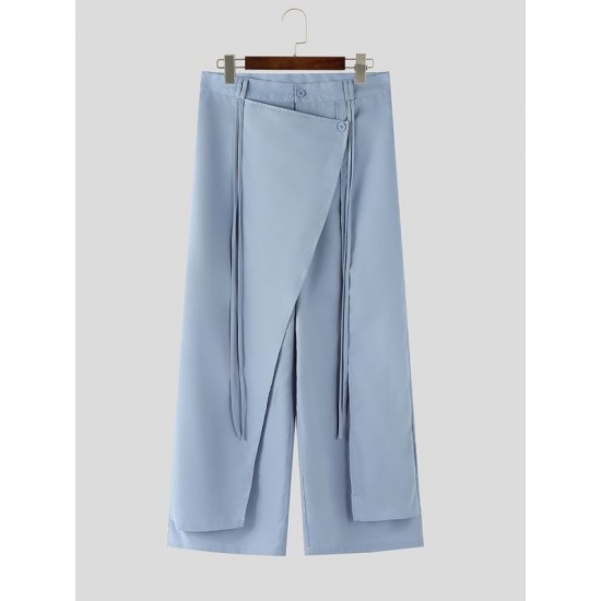 Men's Asymmetric Layered Wide Leg Trousers