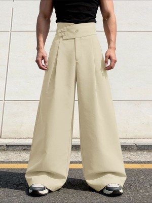 Men's Solid Color Diagonal Waist Casual Trousers