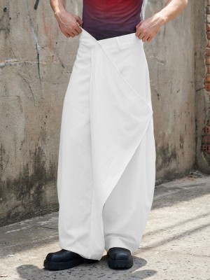 Men's Asymmetric Wrap Front Wide Leg Trousers