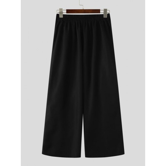 Men's Leopard Print High-Waisted Wide-Leg Trousers