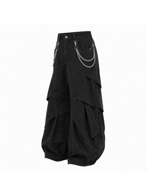 Men's High-Waisted Double Chain Detail Deconstructed Balloon Trousers