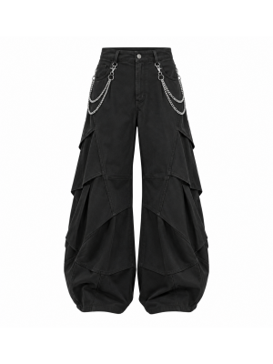 Men's High-Waisted Double Chain Detail Deconstructed Balloon Trousers