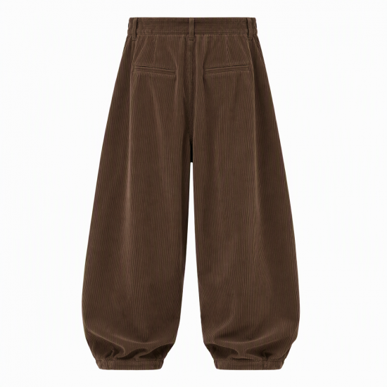 Men's Ultra-Baggy Wide-Wale Corduroy Pleated Balloon Trousers
