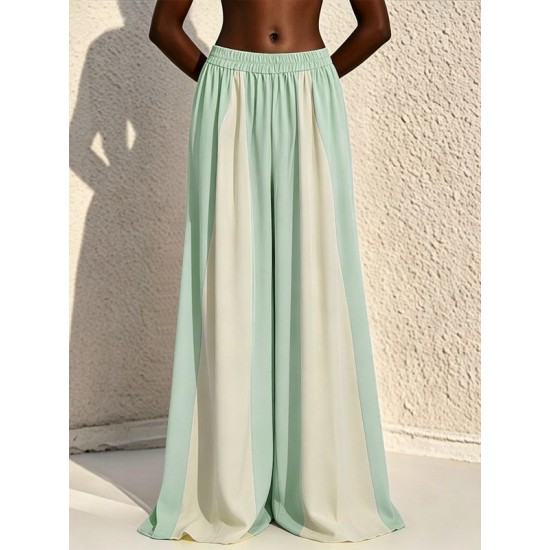 Men's Tri-Color Block Flowing Palazzo Trousers
