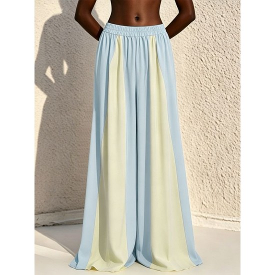 Men's Tri-Color Block Flowing Palazzo Trousers