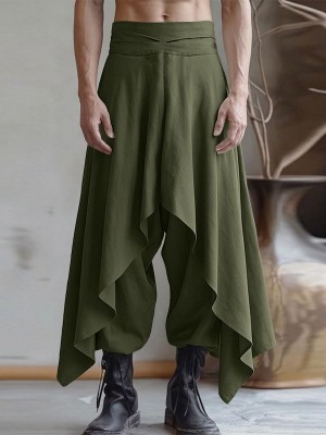 Men's Asymmetric Layered Textured Harem Trousers