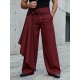 Men's Asymmetric Draped Sash Tie Wide Leg Oversized Trousers