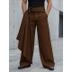 Men's Asymmetric Draped Sash Tie Wide Leg Oversized Trousers
