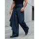 Men's Asymmetric Draped Sash Tie Wide Leg Oversized Trousers