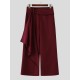 Men's Asymmetric Draped Sash Tie Wide Leg Oversized Trousers
