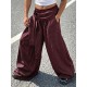 Men's Asymmetric Wrapped Tie-Waist Pinstripe Oversized Wide-Leg Baggy Trousers