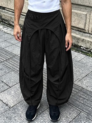 Men's Streetwear Vintage Patchwork Loose Drop Crotch Casual Harem Trousers