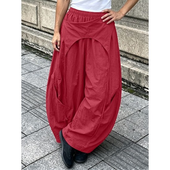 Men's Streetwear Vintage Patchwork Loose Drop Crotch Casual Harem Trousers