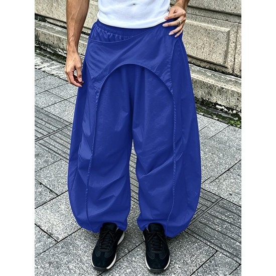 Men's Streetwear Vintage Patchwork Loose Drop Crotch Casual Harem Trousers