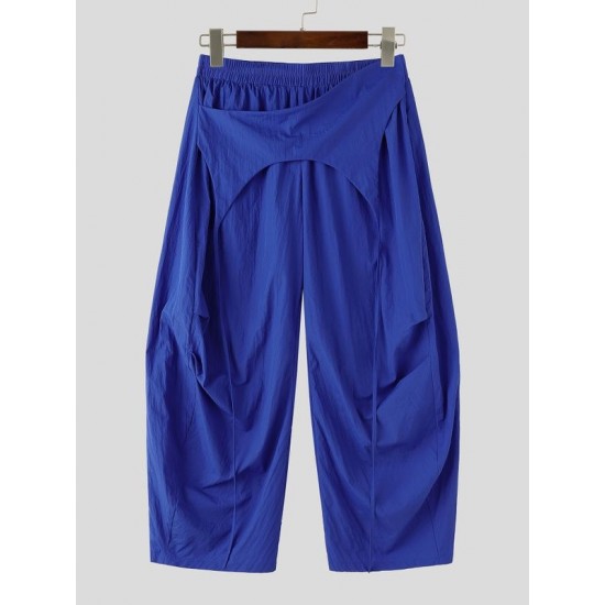 Men's Streetwear Vintage Patchwork Loose Drop Crotch Casual Harem Trousers