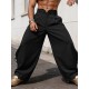 Men's Pearl Beaded Side Slit High Waist Wide Leg Trousers