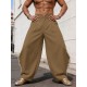 Men's Pearl Beaded Side Slit High Waist Wide Leg Trousers
