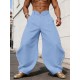 Men's Pearl Beaded Side Slit High Waist Wide Leg Trousers