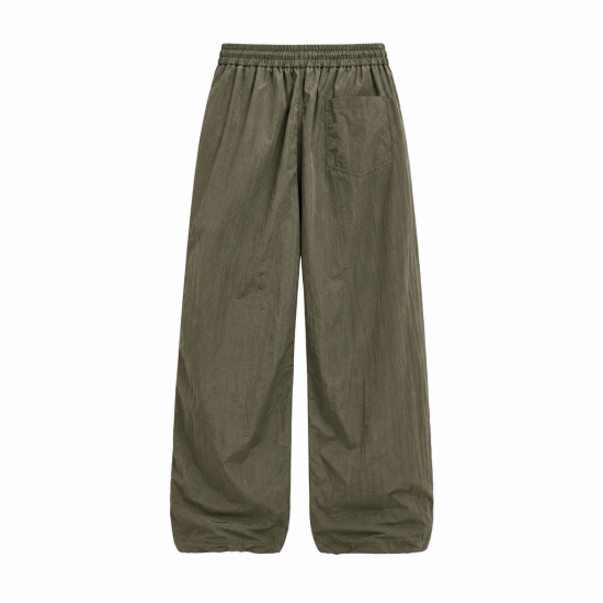 Men's Vintage Crinkled Texture Detail Elastic Waist Baggy Trousers