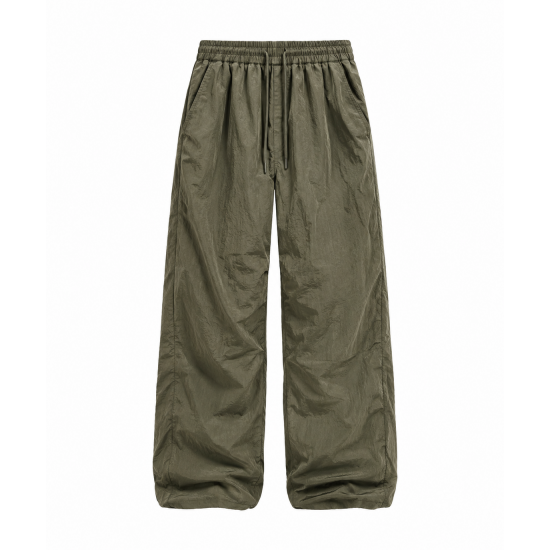 Men's Vintage Crinkled Texture Detail Elastic Waist Baggy Trousers