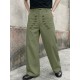 Men's Vintage Military Heavy Pintuck Double-Breasted Button High Waist Wide Leg Trousers