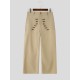 Men's Vintage Military Heavy Pintuck Double-Breasted Button High Waist Wide Leg Trousers