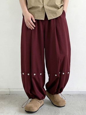 Men's Vintage Deconstructed Button Detail Pleated Balloon Wide Leg Trousers