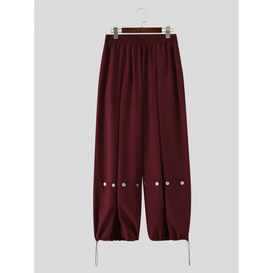 Men's Vintage Deconstructed Button Detail Pleated Balloon Wide Leg Trousers