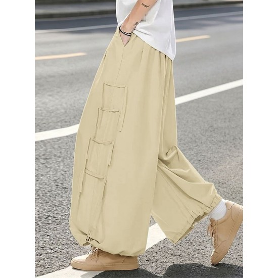 Men's Vintage Multi-Tie Straps Deconstructed Pleated Balloon Wide Leg Trousers