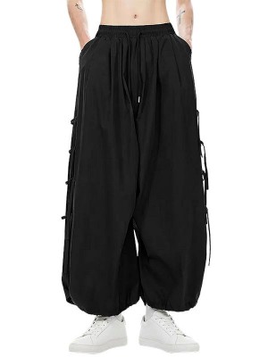 Men's Vintage Multi-Tie Straps Deconstructed Pleated Balloon Wide Leg Trousers