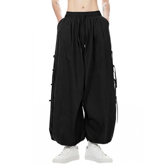 Men's Vintage Multi-Tie Straps Deconstructed Pleated Balloon Wide Leg Trousers