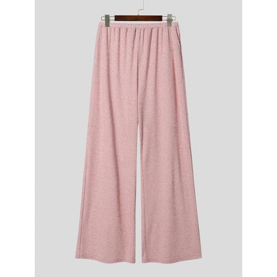 Men's Cozy Comfort Solid Textured Straight Wide Leg Pajama Trousers