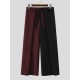 Men's Yin-Yang Color-Block Pleated High-Waisted Wrapped Tie-Belt Trousers