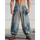 Men's Paisley Print Wide-Leg Trousers