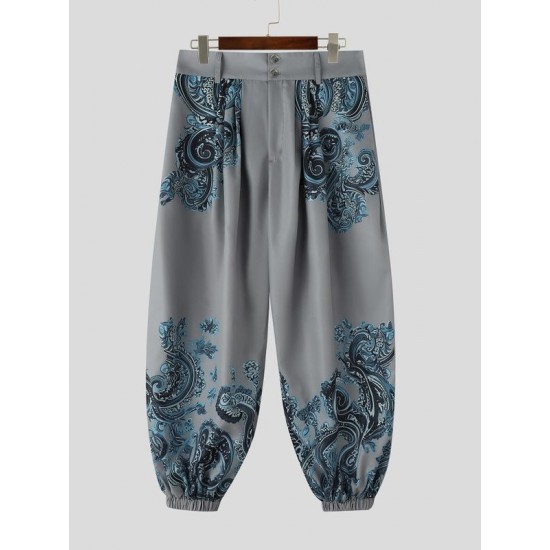 Men's Paisley Print Wide-Leg Trousers
