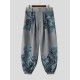 Men's Paisley Print Wide-Leg Trousers
