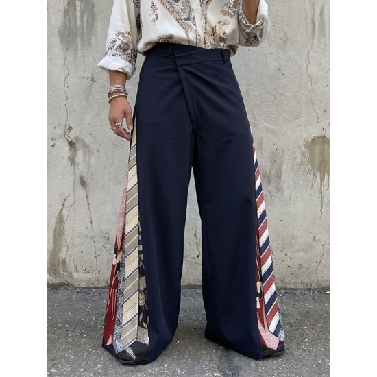 Men's Vintage Bohemian Asymmetrical Waist Side Patchwork Wide Leg Trousers