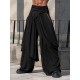Men's Asymmetrical Wrap Draped Slit Wide Leg Trousers