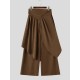 Men's Asymmetrical Wrap Draped Slit Wide Leg Trousers