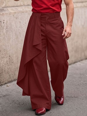 Men's Asymmetrical Draped Overlay Wide Leg Loose Trousers