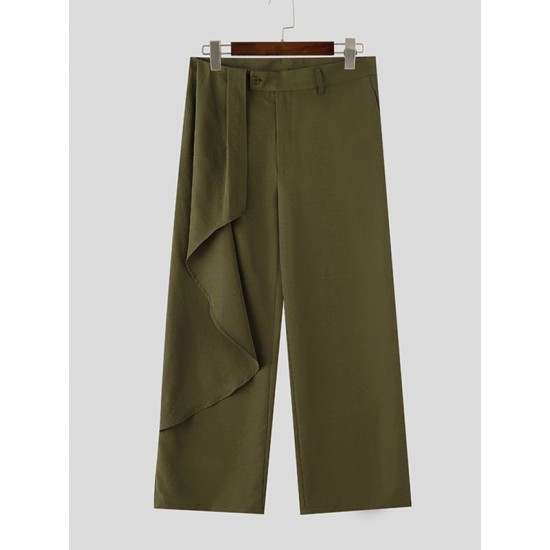 Men's Asymmetrical Draped Overlay Wide Leg Loose Trousers