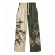 Men's Vintage Zen Two Tone Pine Tree Print Drawstring Wide Leg Trousers