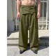 Men's Asymmetrical Fold-Over Button Tie Waist Wide Leg Trousers