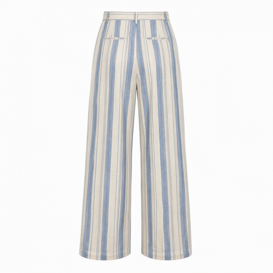 Men's Beach Resort Striped High-Waisted Pleated Wide Leg Palazzo Trousers
