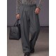 Men's Urban Casual Deep Front Pleat Built-in Belt Wide Leg Trousers