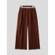 Men's Urban Casual Deep Front Pleat Built-in Belt Wide Leg Trousers