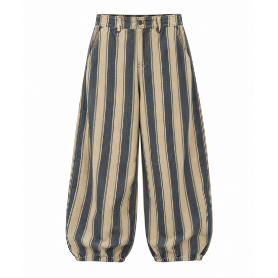 Men's Vintage Bold Striped Baggy Wide-Leg Balloon Trousers