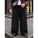 Men's Clean Belted Pleated Wide-Leg Drape Trousers